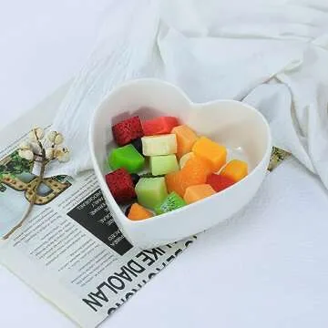WAIT FLY 2pcs Heart-Shaped Bowls for Salad Soup Snack Dessert Household Cooking Bowls for Home Kitchen, White