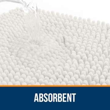 OLANLY Bathroom Rugs 59x20, Extra Soft Absorbent Chenille Bath Rugs, Rubber Backing Quick Dry, Machine Washable Bath Mats for Bathroom Floor, Tub and Shower, Home Decor Accessories, Ivory