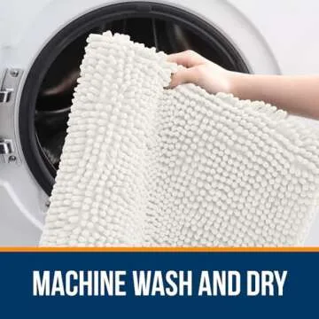 OLANLY Bathroom Rugs 59x20, Extra Soft Absorbent Chenille Bath Rugs, Rubber Backing Quick Dry, Machine Washable Bath Mats for Bathroom Floor, Tub and Shower, Home Decor Accessories, Ivory