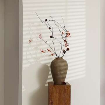 LuxenHome Rustic Ceramic Flower Vase,14'' Brown Terracotta Urn Vases for Room Decor,Vintage Pottery Large Vase Living Room Decor,Modern Farmhouse Floor Vase Home Décor Accents