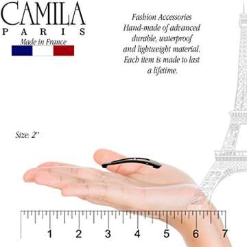 Camila Paris AD87/2 French Hair Barrettes Clips, Snap Hair Slides Clic Clac for Women, Styling Girls Side Slide-in Metal Snap Pin Hair Accessories for Women. Strong Hold, No Slip Grip, Made in France