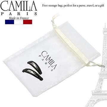 Camila Paris AD87/2 French Hair Barrettes Clips, Snap Hair Slides Clic Clac for Women, Styling Girls Side Slide-in Metal Snap Pin Hair Accessories for Women. Strong Hold, No Slip Grip, Made in France