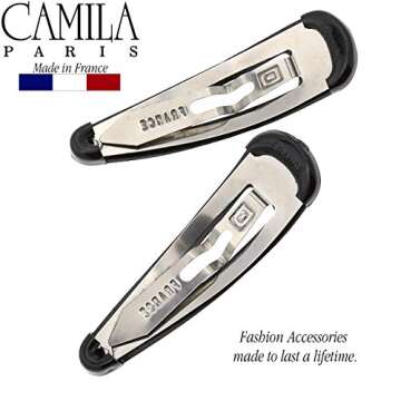 Camila Paris AD87/2 French Hair Barrettes Clips, Snap Hair Slides Clic Clac for Women, Styling Girls Side Slide-in Metal Snap Pin Hair Accessories for Women. Strong Hold, No Slip Grip, Made in France