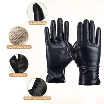 Stylish Alepo Winter PU Leather Gloves With Touchscreen Features