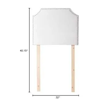 DormCo Bevel Tacked Plush College Headboard - White - with Legs