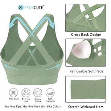 Evercute Sports Bra for Women Padded Medium Support Criss Cross Strappy Bras Seamless High Impact Yoga Exercise Athletic Bras