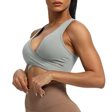 Aoxjox Women's Workout Sports Bras Fitness Backless Viviana Padded Mesh Bra Yoga Crop Tank Top (Grey...