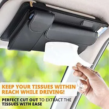 Econour Sun Visor Organizer with Tissue Holder for Car,Trucks|Can Hold Your Tissues, Masks, Pen, Phone, Sunglasses,Cards,Pocketbook and Travel Documents|Multi-Pocket Zipper car Accessory