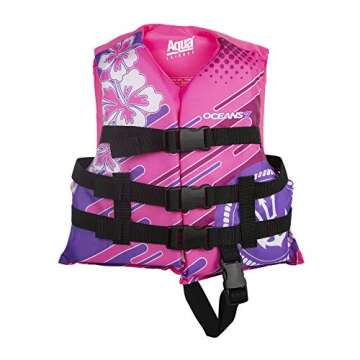 Oceans7 USCG Kids Life Jacket 30-50 lbs PFD Pink/Berry