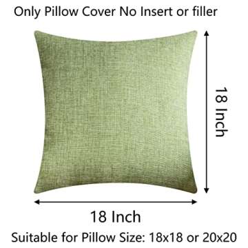 Demetex Pillow Covers 18x18 Faux Linen Green Throw Pillows for Couch Decorative Pillow Covers for Sofa Chair Party Decor, 18 x 18 inch, Set of 2, Sage Green
