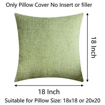 Demetex Pillow Covers 18x18 Faux Linen Green Throw Pillows for Couch Decorative Pillow Covers for Sofa Chair Party Decor, 18 x 18 inch, Set of 2, Sage Green