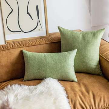 Demetex Pillow Covers 18x18 Faux Linen Green Throw Pillows for Couch Decorative Pillow Covers for Sofa Chair Party Decor, 18 x 18 inch, Set of 2, Sage Green