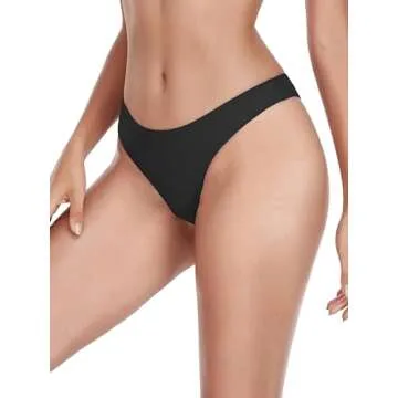 Ocean Blues Black Cheeky Brazilian Cut Bikini Bottoms for Women - Size Small