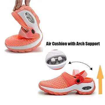 YUEWS Women Diabetic Walking Air Cushion Orthopedic Slip-On Shoes-Breathable with Arch Support Mesh Mules Sneaker Sandals (6.5, Black)