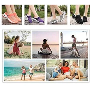 YUEWS Women Diabetic Walking Air Cushion Orthopedic Slip-On Shoes-Breathable with Arch Support Mesh Mules Sneaker Sandals (6.5, Black)