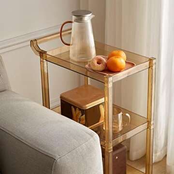 QQXX Acrylic Bar Cart - Stylish 3-Tier Rolling Storage Solution