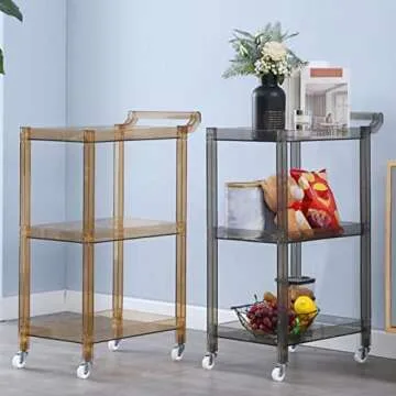 QQXX Acrylic Bar Cart - 3-Tier Rolling Kitchen Organizer