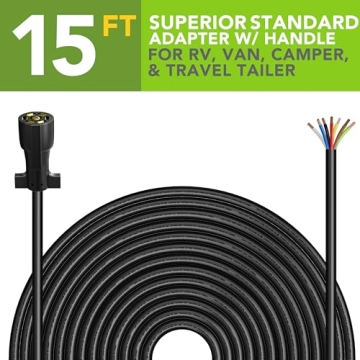 Leisure Cords 15ft Heavy Duty 7 Way Trailer Cord