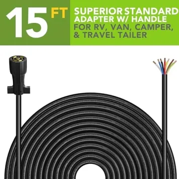 Leisure Cords 15ft Heavy Duty 7 Way Trailer Cord