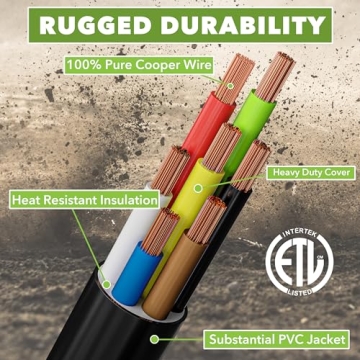 Leisure Cords 15ft Heavy Duty 7 Way Trailer Cord