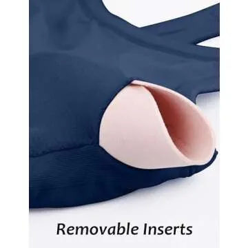 MathCat Seamless Workout Tank Tops for Women with Built in Bra, Spaghetti Strap Padded Gym Tops, Racerback Sports Athletic Slim Yoga Shirts Camisole Navy