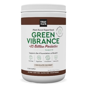 Vibrant Health, Green Vibrance, Plant-Based Superfood Powder, Vegan Friendly, Chocolate Coconut, 25 ...