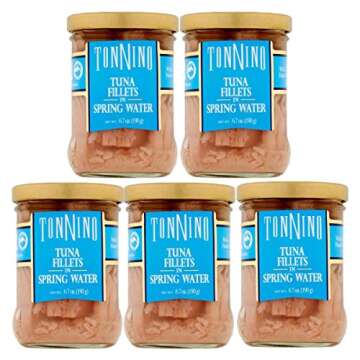 Tonnino Tuna Fillet, Spring Water 6.7 Oz (Pack of 5) - Gourmet Quality in Every Bite