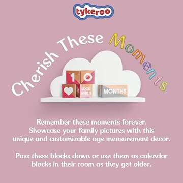 Tykeroo Baby Monthly Milestone Blocks — Cute Nursery Decor — Lovely Newborn Photography Props ?...