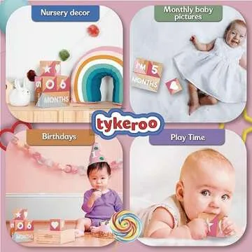 Tykeroo Baby Monthly Milestone Blocks — Cute Nursery Decor — Lovely Newborn Photography Props — Baby Shower Gifts (Pink & Gray)