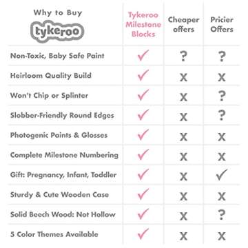 Tykeroo Baby Monthly Milestone Blocks — Cute Nursery Decor — Lovely Newborn Photography Props — Baby Shower Gifts (Pink & Gray)