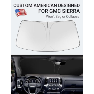 Proadsy 2025 Upgrade Windshield Sun Shade Custom Fit GMC Sierra 2019-2025 4-Layer Foldable Front Sun...