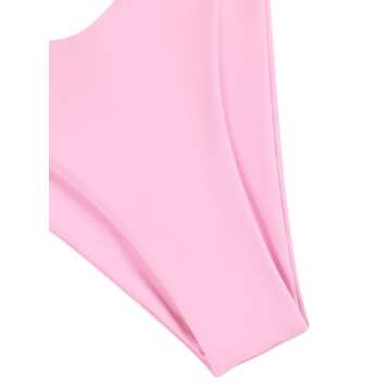 ZAFUL Women's Wrinkled Bikini Ruffles SolidTie Up Sexy Bikini Set Swimsuit Light Pink S