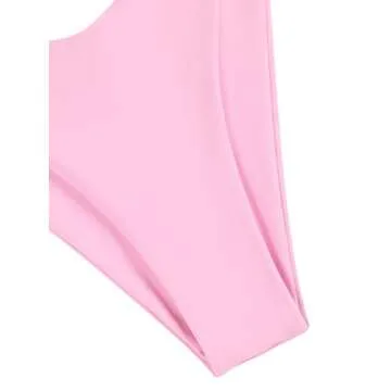 ZAFUL Women's Wrinkled Bikini Ruffles SolidTie Up Sexy Bikini Set Swimsuit Light Pink S