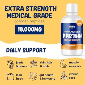 Proteinex Medical Grade Liquid Hydrolyzed Protein Max Strength - Supports Wound Healing and Doctor Recommended- No Carbs, Zero Sugars & Ready to Drink Liquid Protein Drink (Organic Mango, 30 Fl Oz)