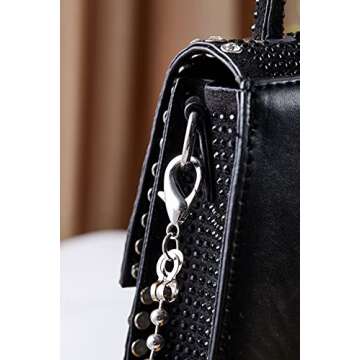 Glitter Rhinestone Crossbody Evening Bag - Fashion Crystal Top Handle Bags Cocktail Party Club Bling Clutch Purse for Women