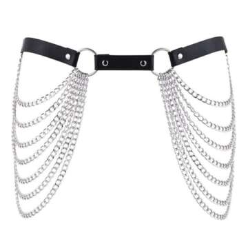 Brishow Leather Waist Chain Belt - Adjustable Black Chain for Women