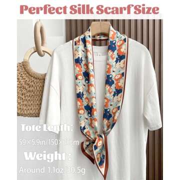 kcctoo 59” Long Silk Like Head Scarf Women's Fashion Square Neck Satin Scarfs for Bag Hair Scarves...