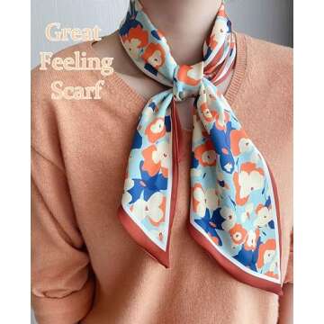 kcctoo 59” Long Silk Like Head Scarf Women's Fashion Square Neck Satin Scarfs for Bag Hair Scarves Gift 59 * 5.9”