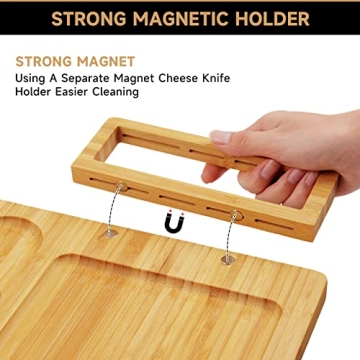 Bamboo Charcuterie Board Set 4 Stainless Steel Knives