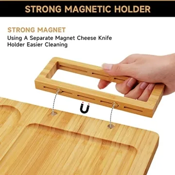 Bamboo Charcuterie Board Set 4 Stainless Steel Knives