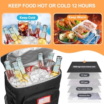 Tactical Backpack Cooler, 25L Cooler Backpack Insulated Leak-Proof, Heavy Duty Large Lunch Backpack, Waterproof Ice Chest Backpack, Cooler Lunch Backpack for Hiking,Travel, Outdoor,Black