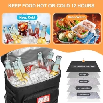 Tactical Backpack Cooler, 25L Cooler Backpack Insulated Leak-Proof, Heavy Duty Large Lunch Backpack, Waterproof Ice Chest Backpack, Cooler Lunch Backpack for Hiking,Travel, Outdoor,Black