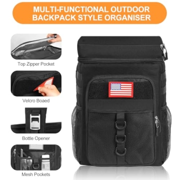 Tactical Backpack Cooler, 25L Cooler Backpack Insulated Leak-Proof, Heavy Duty Large Lunch Backpack, Waterproof Ice Chest Backpack, Cooler Lunch Backpack for Hiking,Travel, Outdoor,Black