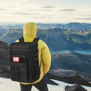 Tactical Backpack Cooler, 25L Cooler Backpack Insulated Leak-Proof, Heavy Duty Large Lunch Backpack, Waterproof Ice Chest Backpack, Cooler Lunch Backpack for Hiking,Travel, Outdoor,Black