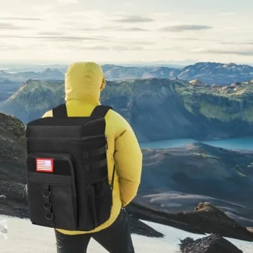 Tactical Backpack Cooler, 25L Cooler Backpack Insulated Leak-Proof, Heavy Duty Large Lunch Backpack, Waterproof Ice Chest Backpack, Cooler Lunch Backpack for Hiking,Travel, Outdoor,Black