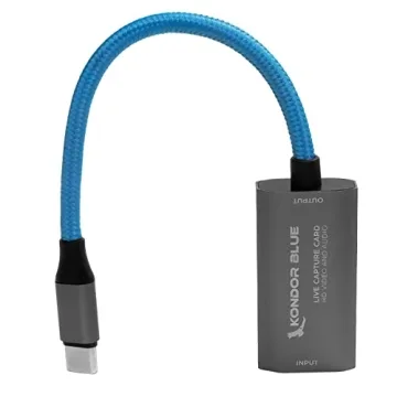 KONDOR BLUE HDMI to USB C Capture Card for Live Streaming Video & Audio. Compatible with Zoom, Skype, OBS, ECamm, VLC, YouTube, Facebook, Restream + More