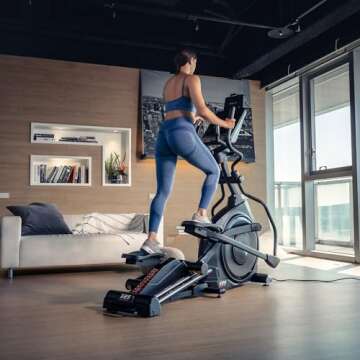 Elliptical Machine: E25 Elliptical Gym Equipment for Home and Studio, Exercise Equipment with 7.5" L...