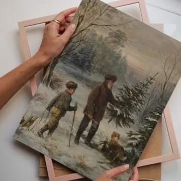 Vintage Christmas Prints Set of 5 for Holiday Decor