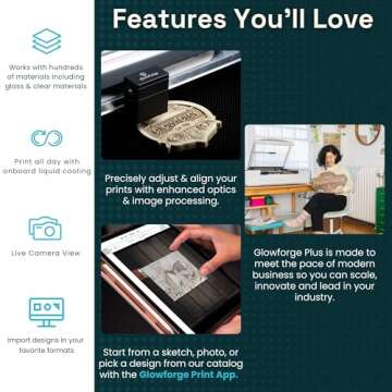 Glowforge Plus Laser Cutter and Engraver Machine with 40W CO2 Laser - Ultimate Power Laser Engraver with Liquid Cooling for Fast Laser Engraving on Wood, Leather, Metal, and Stone