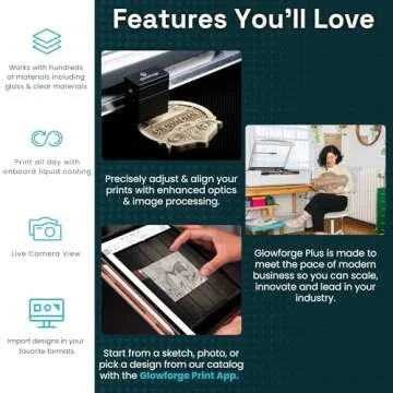 Glowforge Plus Laser Cutter and Engraver Machine with 40W CO2 Laser - Ultimate Power Laser Engraver with Liquid Cooling for Fast Laser Engraving on Wood, Leather, Metal, and Stone